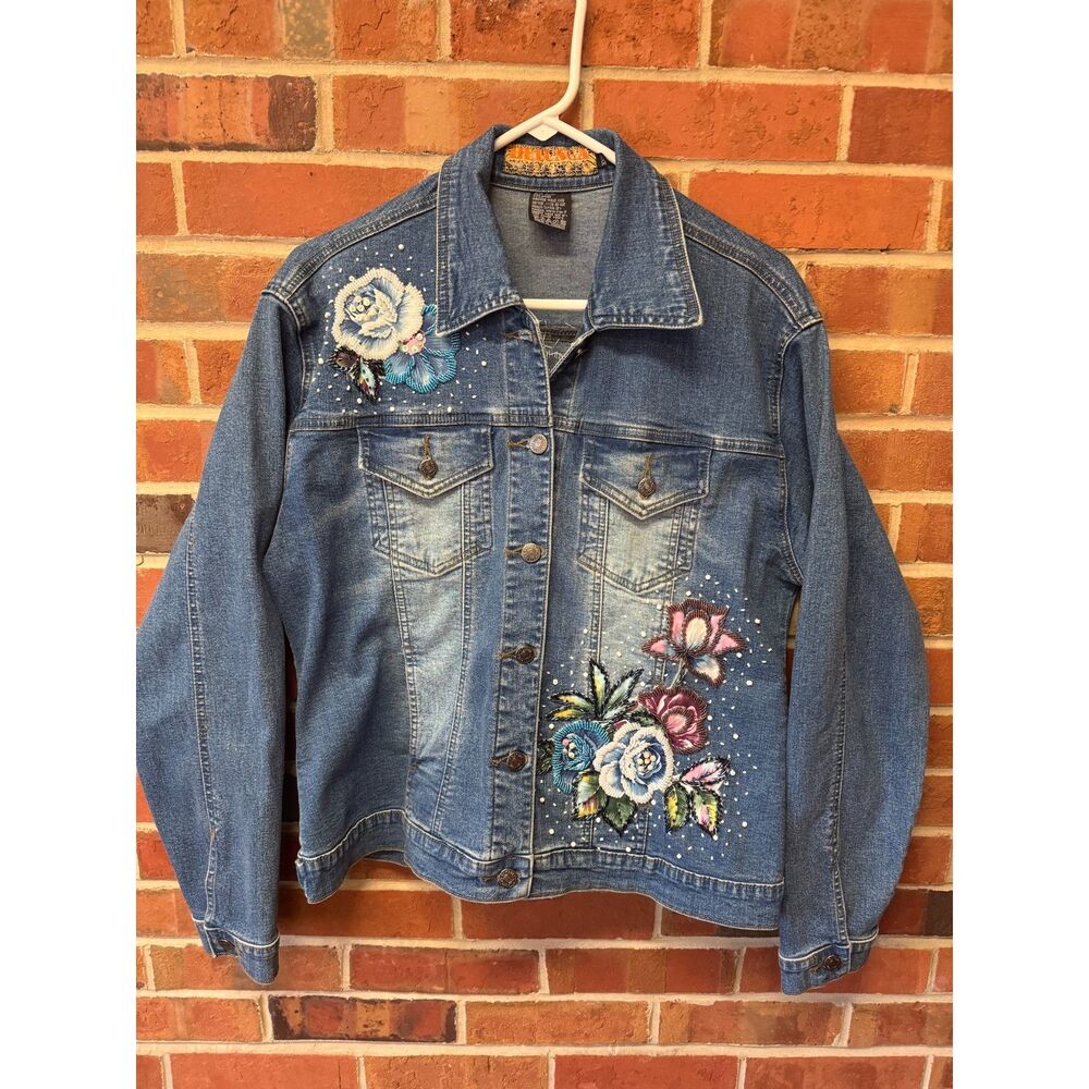 Bulunga Design Embroidered Floral Denim Jacket